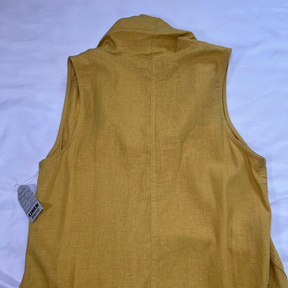 For Cynthia Dress Size L Mustard Yellow Sleeveless Linen Blend Hi-lo Cowl Neck - Picture 7 of 12